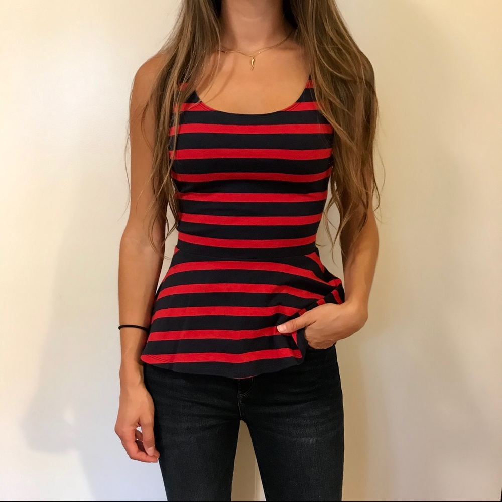 Express Striped Peplum Tank Top